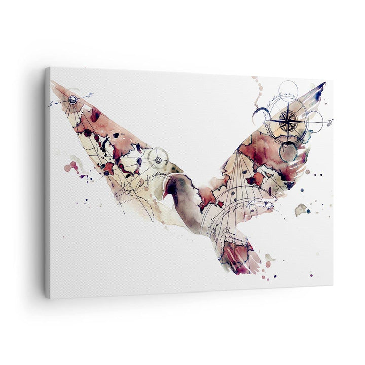 Bilder auf Leinwand Vogel Abstraktion Leinwandbild mit Rahmen 70x50cm Wandbilder Dekoration Wohnzimm