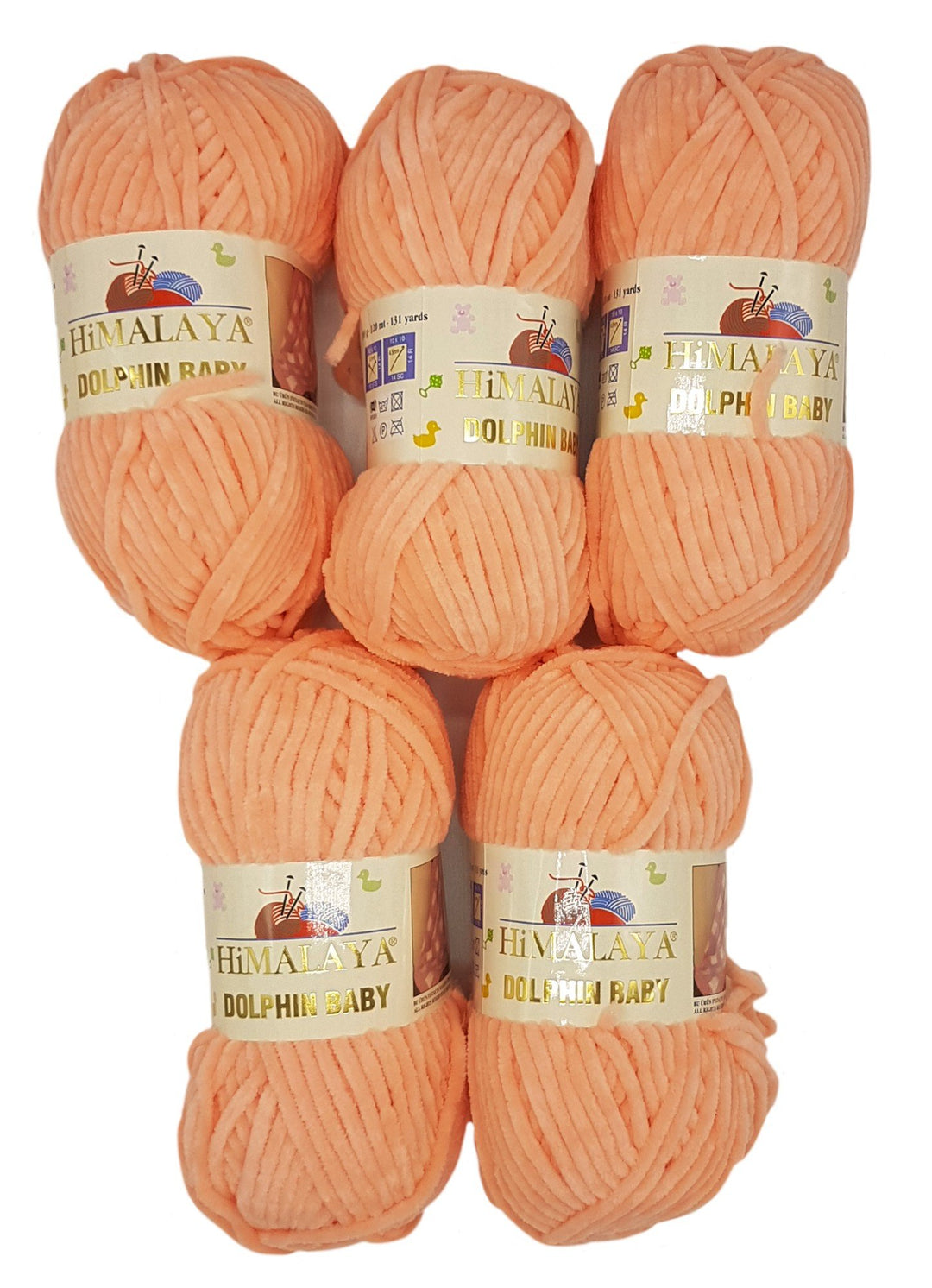 Himalaya Dolphin Strickgarn, 5 x 100 g, Babywolle, 500 g Wolle Super Bulky 600 m (Aprikose 80323), A