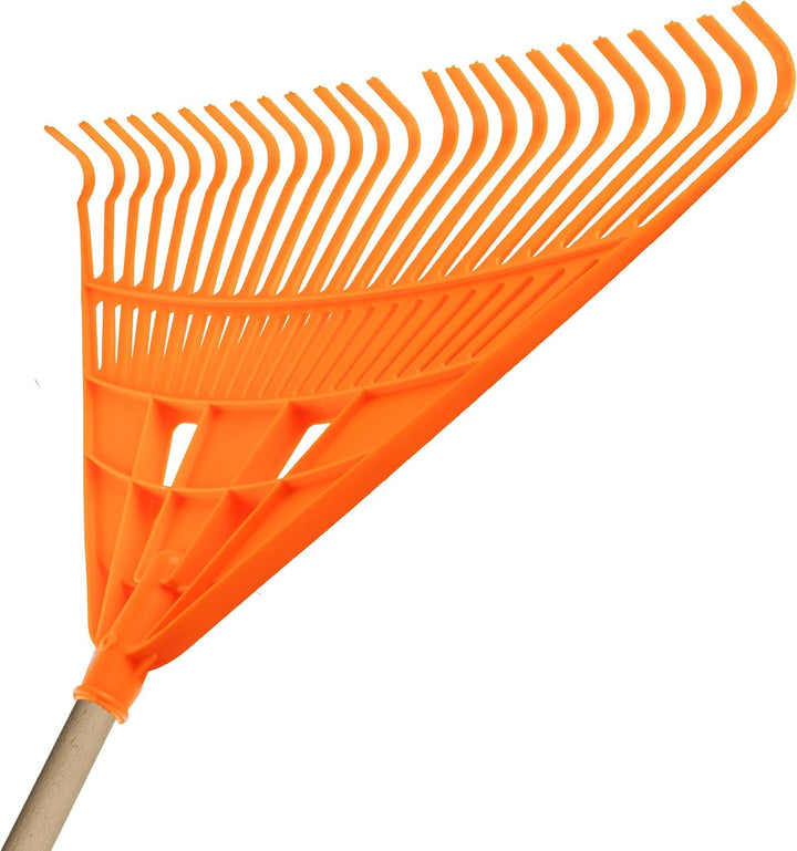 Gartenbesen für Grasblätter mit Stick 24 Zähne Leichte und Ergonomische Reche Kunststoff 61x41,5 cm