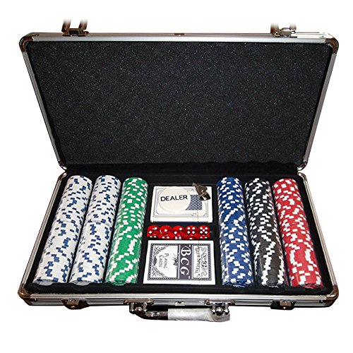 LANTUS Poker-Koffer 300-teilig | Pokerspiel 2 Etagen und Würfel | Koffer aus verstärktem Aluminium |