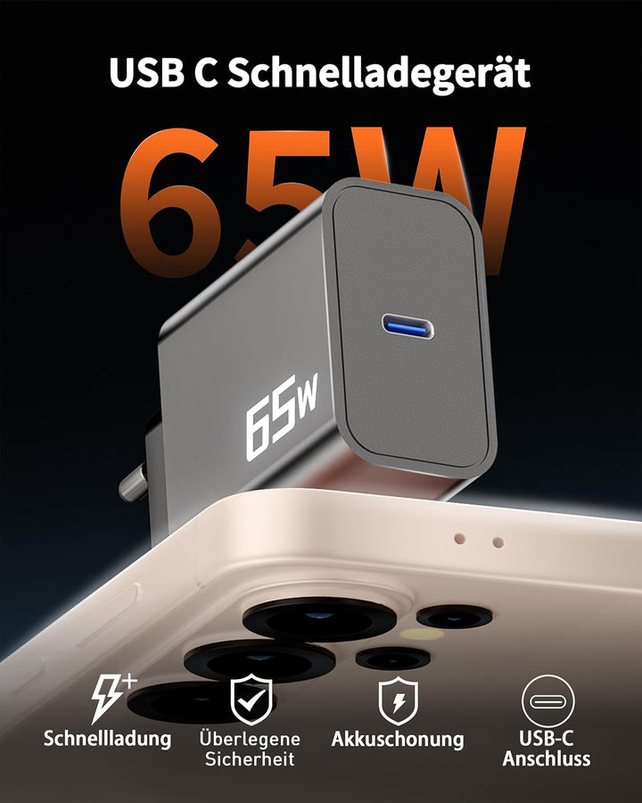 60W/65W USB C Ladegerät Schnellladekabel für Samsung Galaxy S26 Ultra S25 S24 S23 S22 FE 5G A56, Not