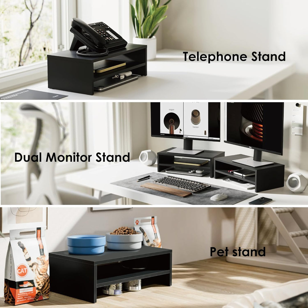 FITUEYES Monitorständer Bildschirmständer aus Holz Ergonomischem Laptop-Druckerständer für Monitor L