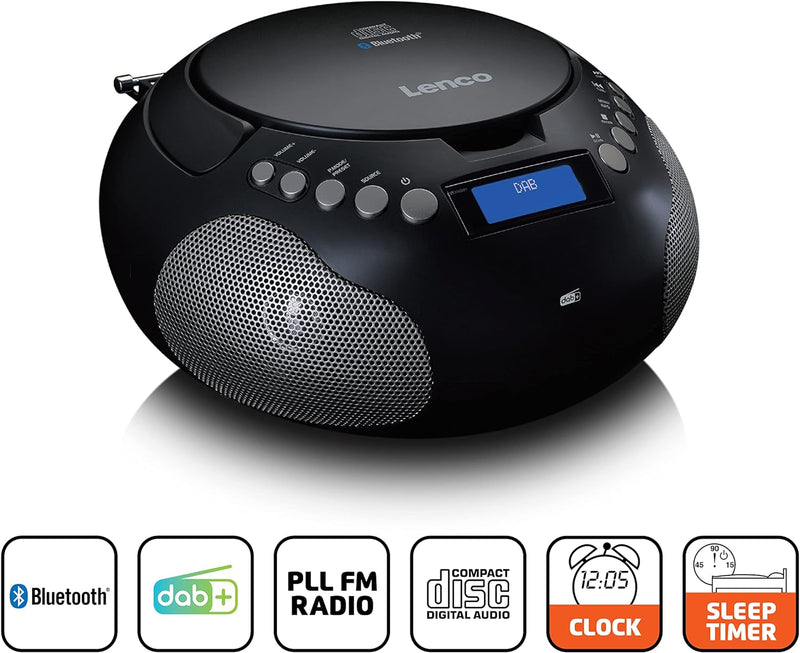 Lenco SCD-341 tragbares CD-Radio -CD-Player - DAB+ Radio - Bluetooth - Sender und Titelspeicher - Uh