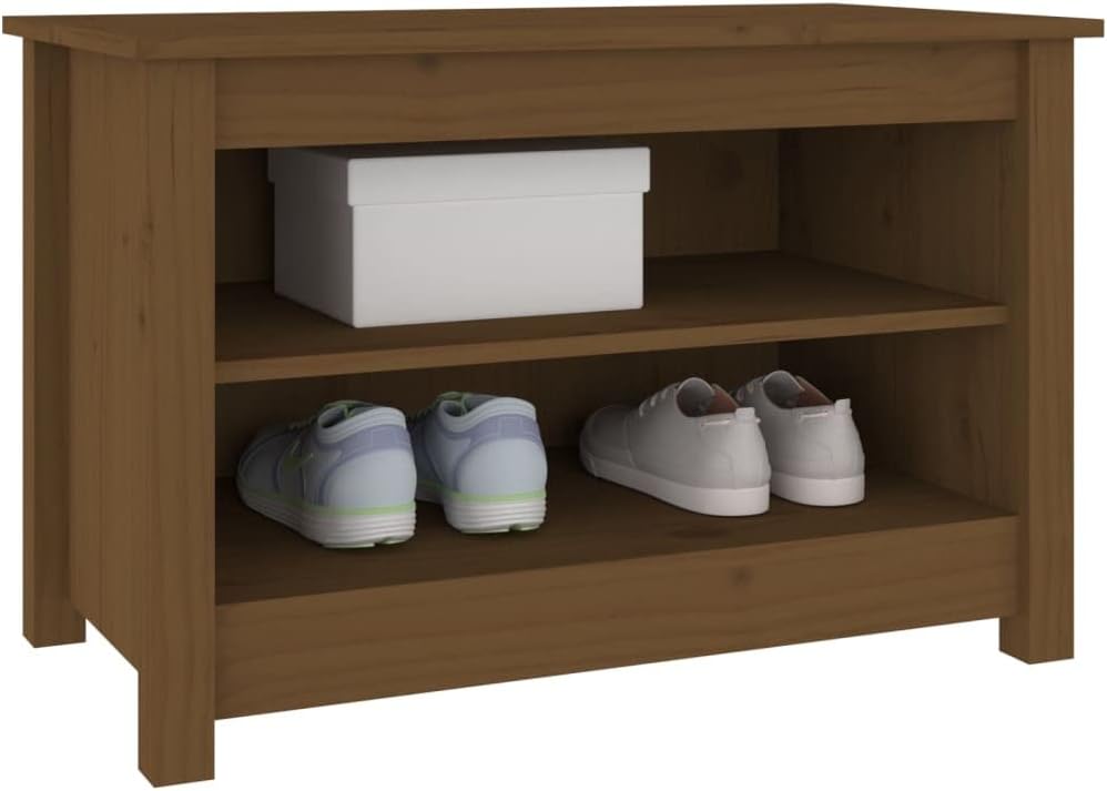 FIRBNUS Schuhbank Honigbraun 70x38x45,5 cm Massivholz Kiefer Schuhaufbewahrung Schuhorganizer Schuhs