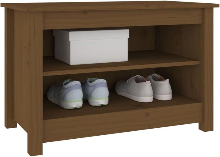FIRBNUS Schuhbank Honigbraun 70x38x45,5 cm Massivholz Kiefer Schuhaufbewahrung Schuhorganizer Schuhs