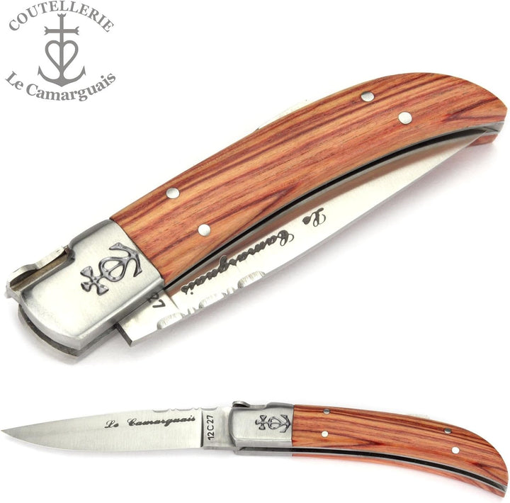 Le Camarguais 10 cm Taschenmesser 20008 - Griffschalen Rosenholz - Klinge 9 cm Stahl 12C27-1 Backe