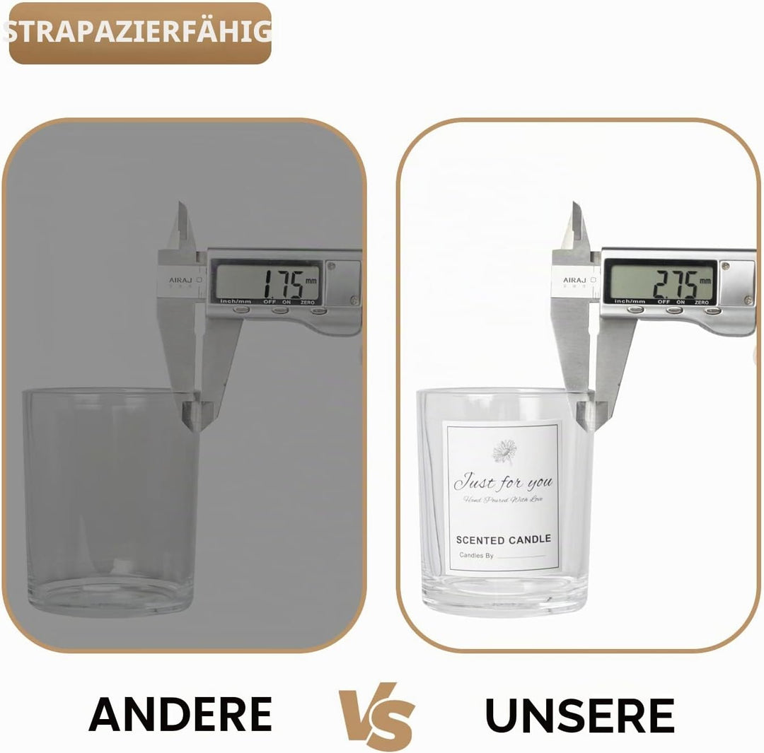 CONNOO 15 Stück 200 ml klarem Glas-Kerzengläser für die Herstellung von Kerzen mit luftdichten Bambu