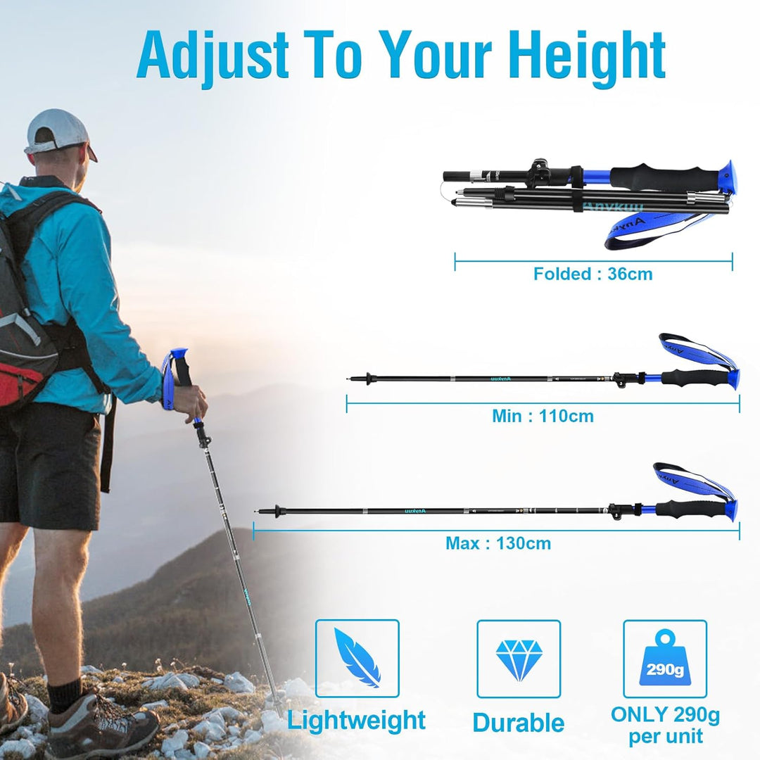 Anykuu Wanderstöcke 2PCS Verstellbar 110-130cm Walking Stöcke 7075 Aluminium Ultraleichte Trekkingst