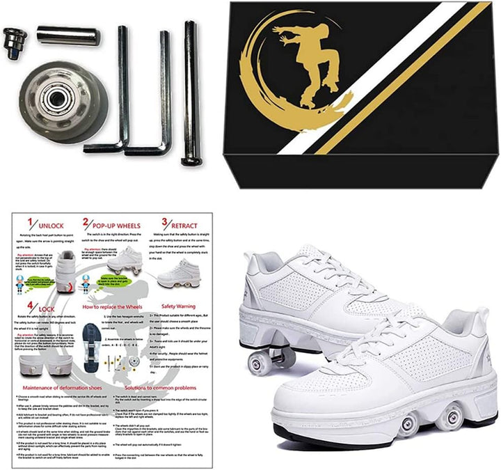 LDRFSE Schuhe mit Rollen, Rollschuhe Skateboard Schuhe Kinderschuhe Mit Rollen Skate Shoes Rollen Sc