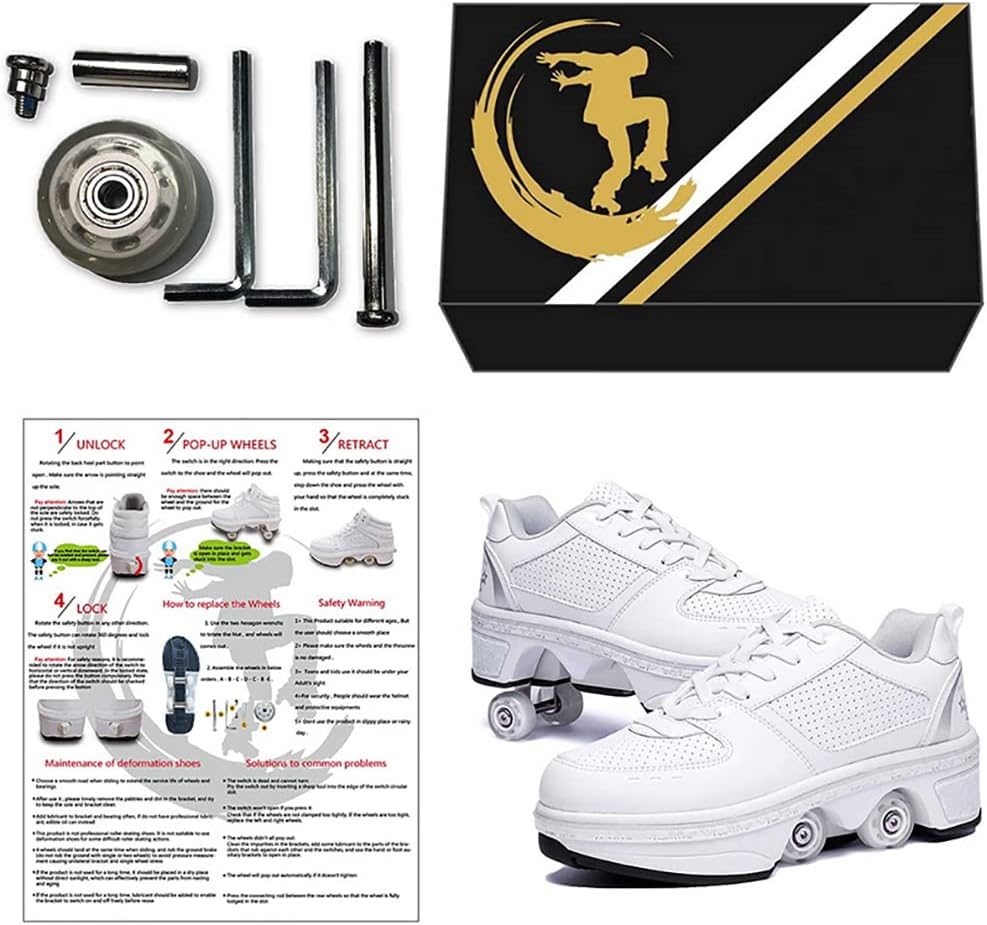 LDRFSE Schuhe mit Rollen, Rollschuhe Skateboard Schuhe Kinderschuhe Mit Rollen Skate Shoes Rollen Sc