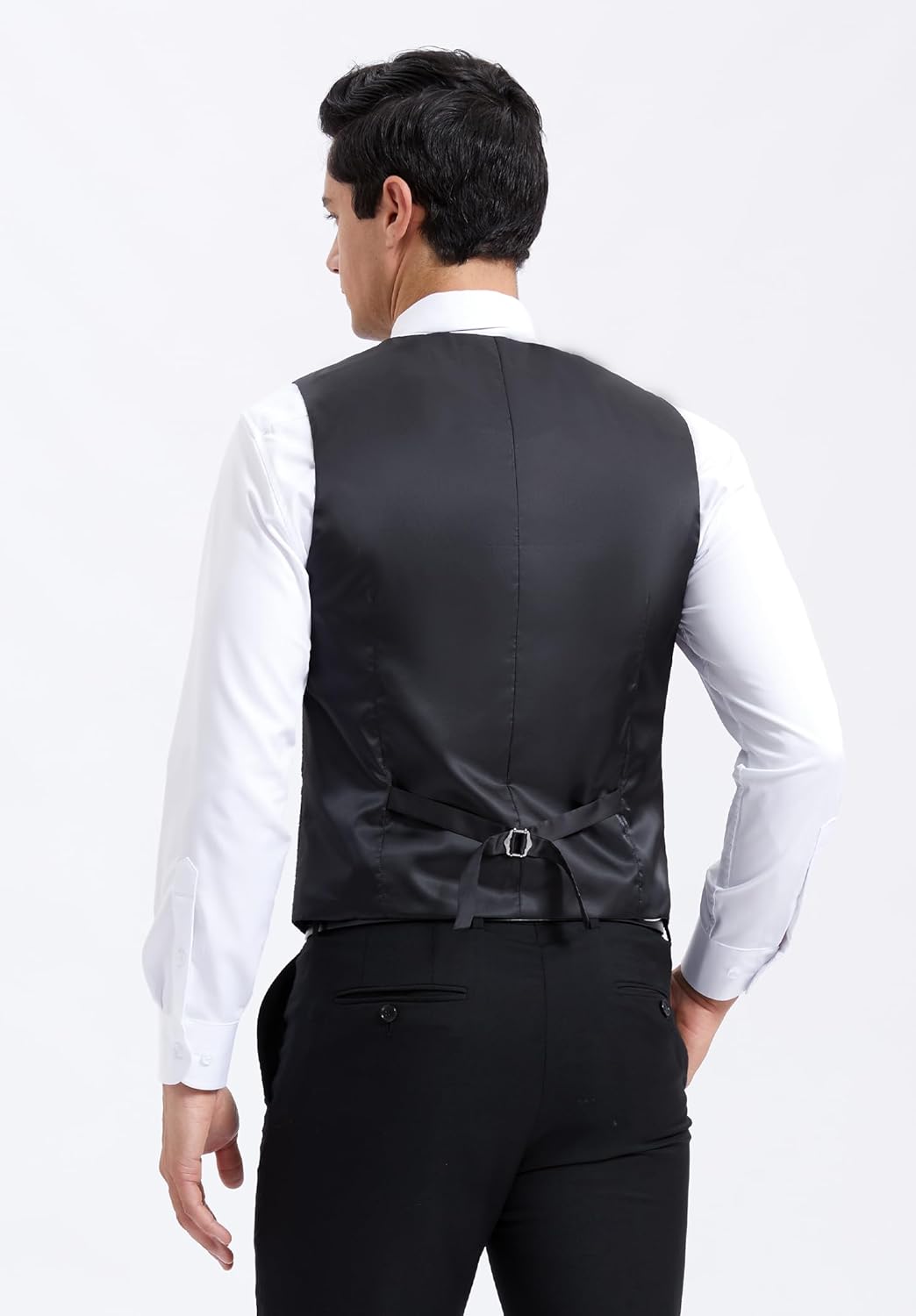 HISDERN Herren Anzugweste Formale Hochzeit Klassische Retro Baumwolle V-Ausschnitt Einfarbige Elegan