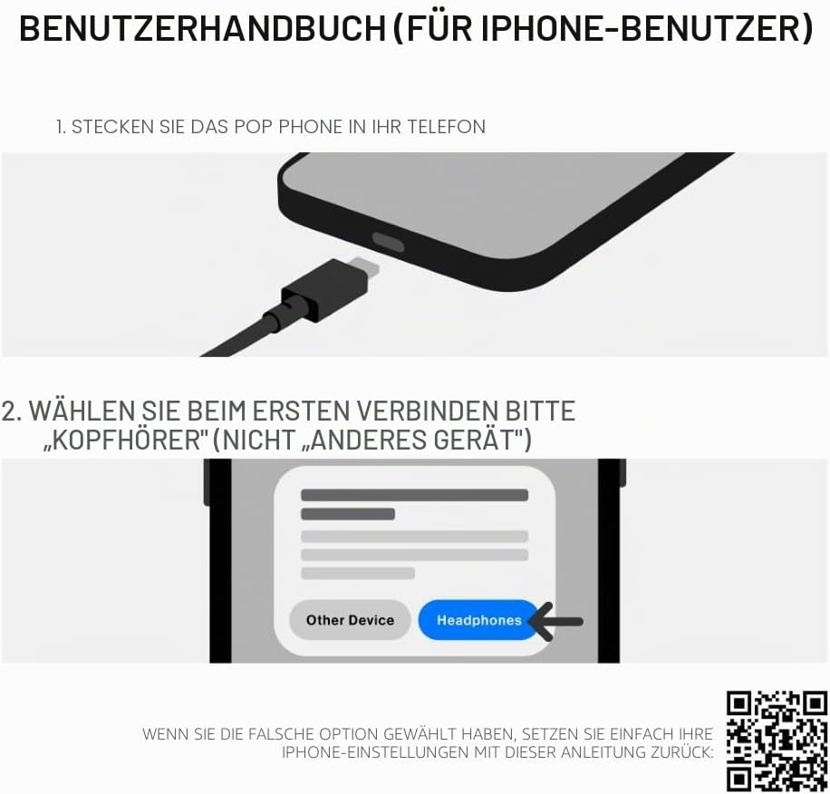 Native Union Pop Phone –Retro-Telefonhörer mit Mikrofon &amp; Lautsprecher, USB-C für iPhone, iPad, Lapt