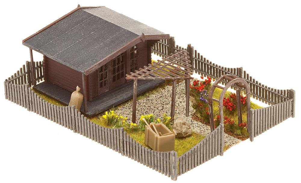 Faller 180491 H0 Schrebergarten mit Gartenlaube Bausatz, 13.9 x 3.7 x 22.4 cm, Braun