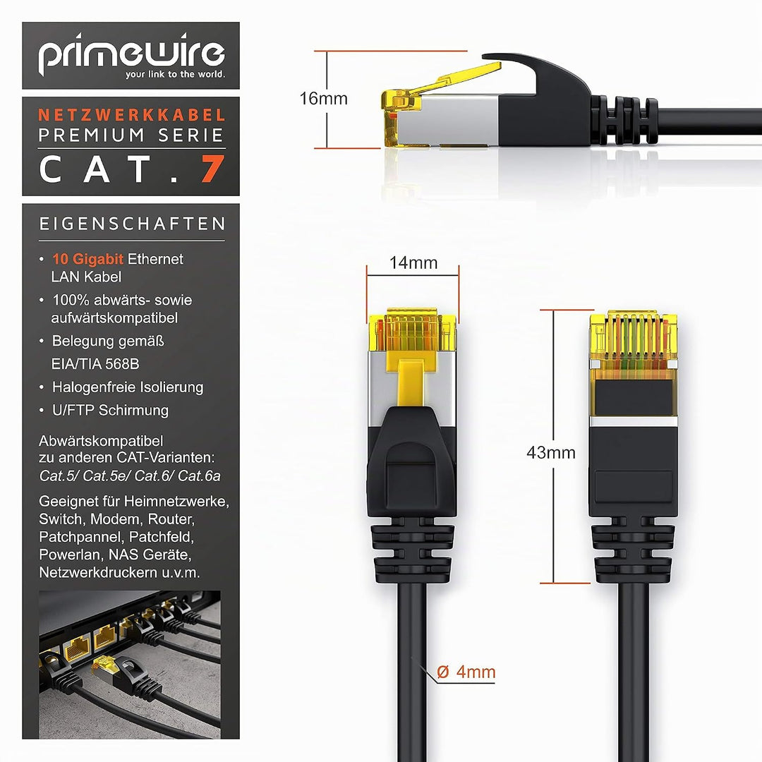 CSL - Cat 7 Netzwerkkabel Slim - 15m - Patchkabel – RJ45 – LAN Ethernet Gigabit Kabel – 10000 Mbit –