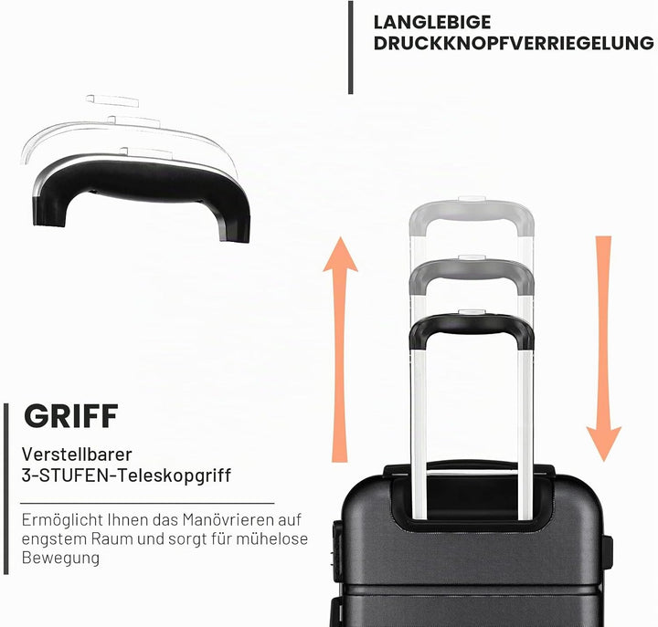 KONO Reisekoffer Handgepäck Koffer mit Rollen Hartschale Trolley 55x38x22cm 33 Liter Leichtgewicht A