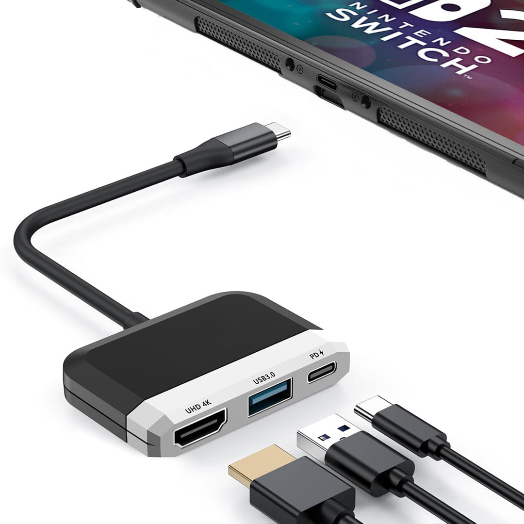 Switch TV Dock für Nintendo Switch/OLED, 3 in 1 Switch Portable Dock mit 4K HDMI, USB 3.0 Port, Type