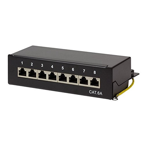 tsnetworks CAT.6a 8 Port Patchpanel/Patchfeld 8X vollgeschirmte RJ45 Buchsen 10GBit, Metallgehäuse s