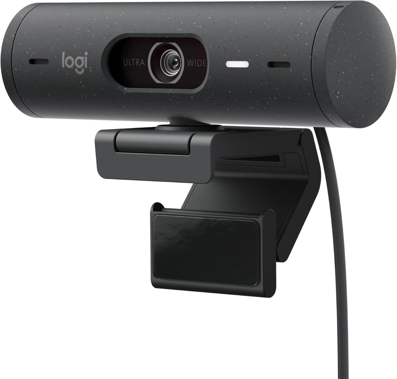 Logitech Brio 500 Full-HD-Webcam mit Auto-Lichtkorrektur, Zeigemodus, Doppelmikrofon + Rauschunterdr