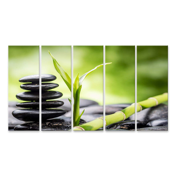 islandburner Bild auf Leinwand Zen Basaltsteine Und Bambus Bilder Wandbilder Poster Leinwand 160x80c