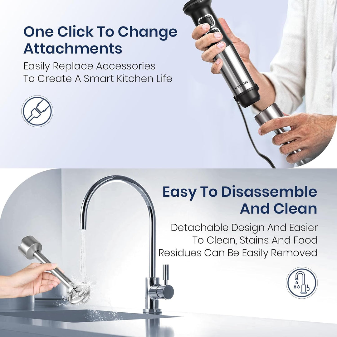 1500W Stabmixer, 4 in 1 Stabmixer Set Professioneller, Pürierstab mit 21 einstellbaren Geschwindigke