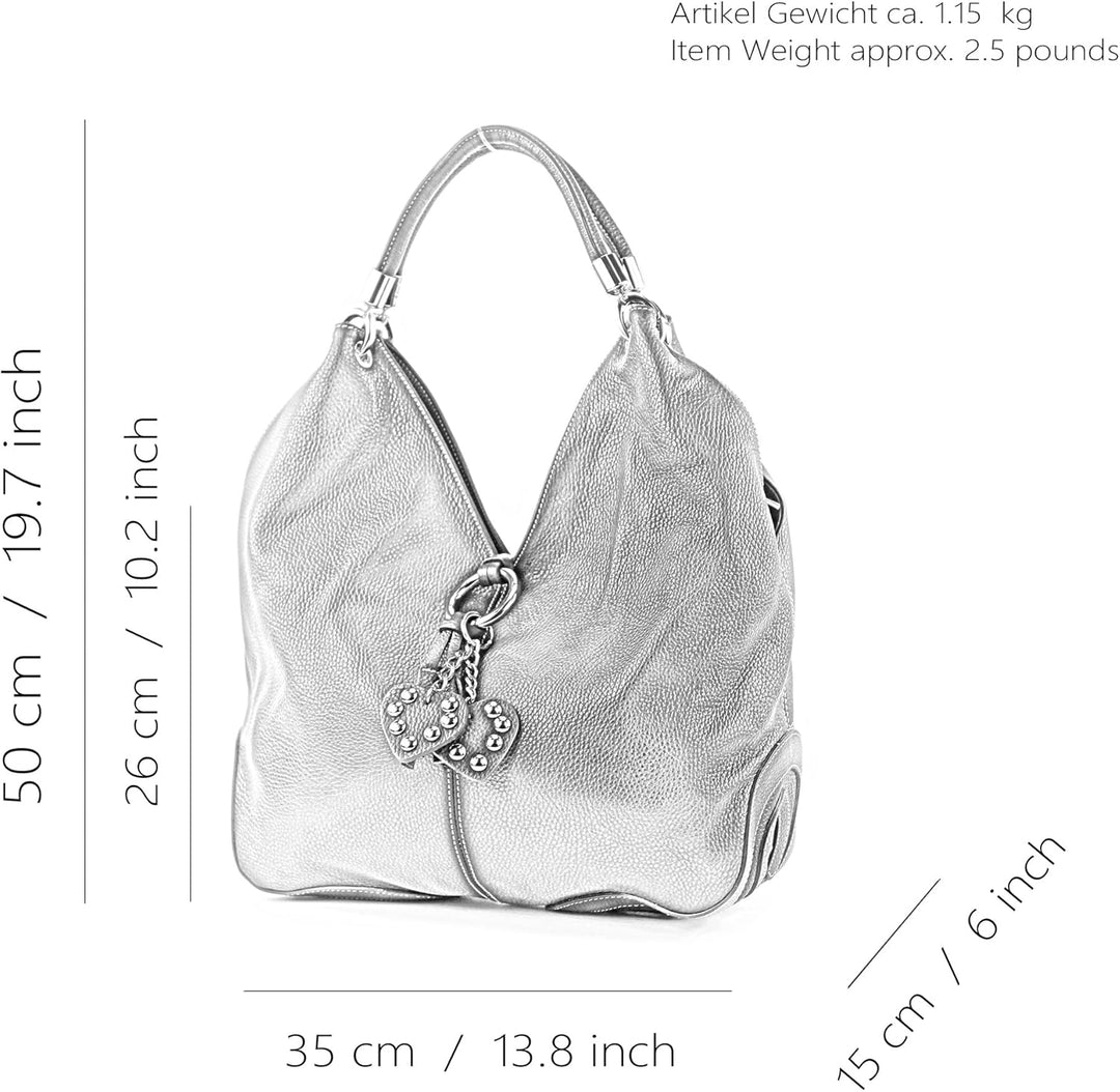 modamoda de - 330 - ital. Leder Damen Schultertasche Large Bordeauxviolett, Bordeauxviolett