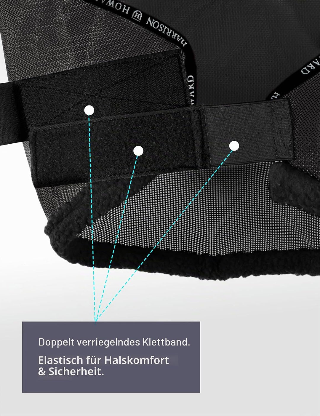 Harrison Howard Allround-Mesh Pferd Fliegenmaske UV-Schutz mit Fleece gepolsterter Einfassung schwar