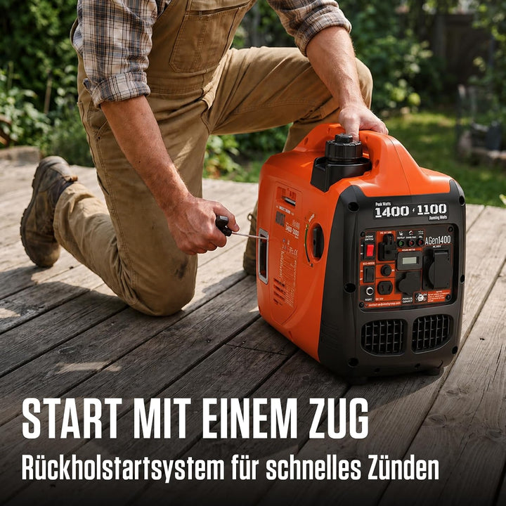 AIVOLT Inverter Stromerzeuger 1400 Watt Notstromaggregat Benzin leise Stromaggregat für Campen, Fest