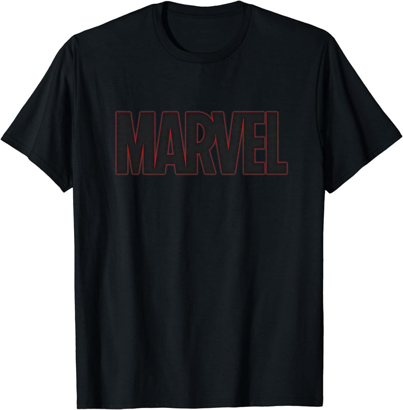 Mens Marvel Classic Outline Logo Graphic T-Shirt Large Black