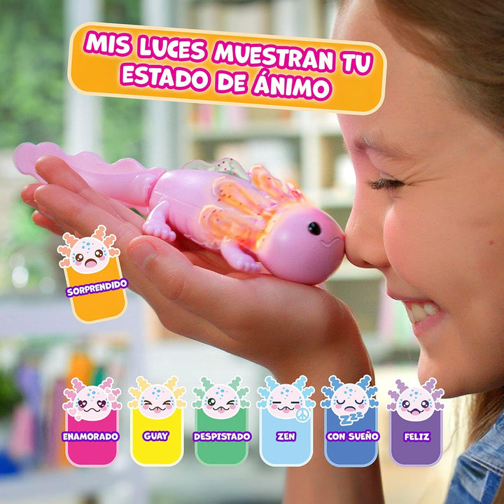 Bizak Axolot Fingerlings Interaktiv, rosa Achillotte, die Nichts wirklich, mit mehr als 50 Geräusche