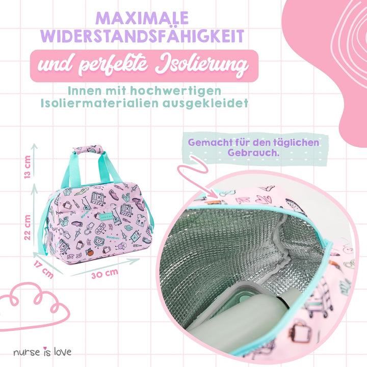 Nurse is Love Kühltasche Klein Für Krankenschwester, Lunchtasche, Lunch Bag, Thermotasche, Frühstück