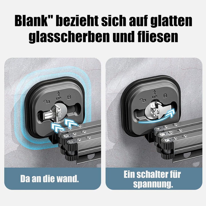 Wäscheständer, Einziehbar Wandmontierter Kleiderständer mit Saugnapf, Versenkbar Zusammenklappbar Kl