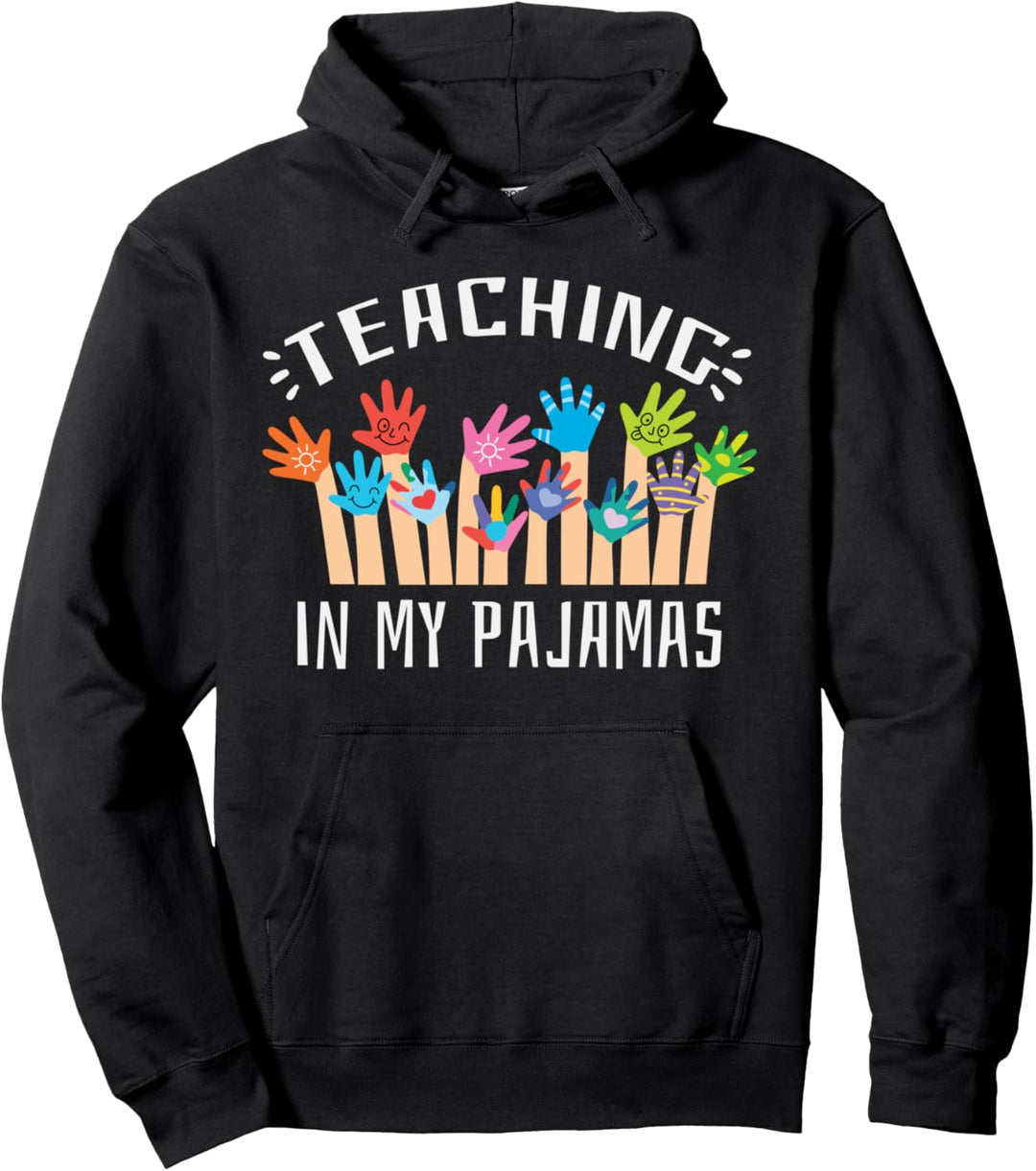 I Go To School In My Pajamas Home School Online Virtual Pullover Hoodie