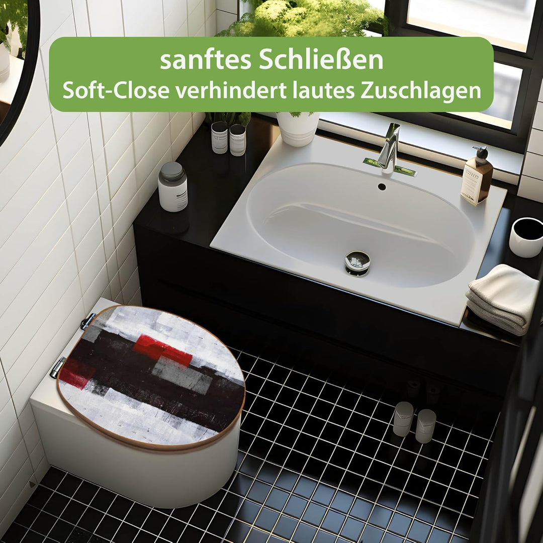 banjado Design WC Sitz Bambus Absenkautomatik 45,8x37,5cm - Toilettendeckel mit Absenkautomatik Holz