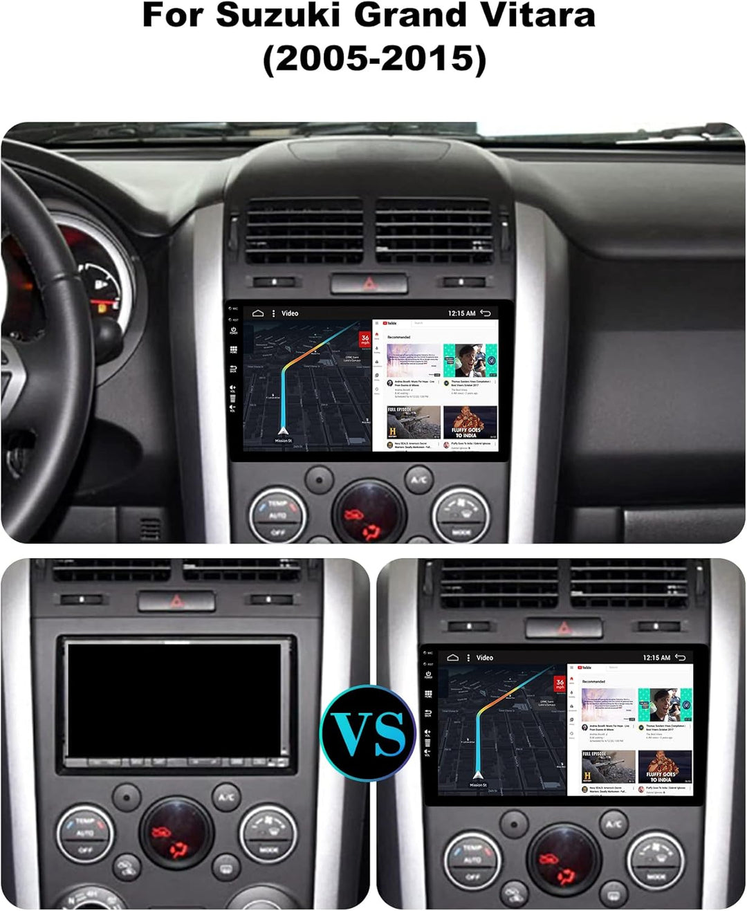 SXAUTO Android 12 IPS Autoradio Passt für Suzuki Grand Vitara (2005-2015) - Eingebaut Carplay/Androi