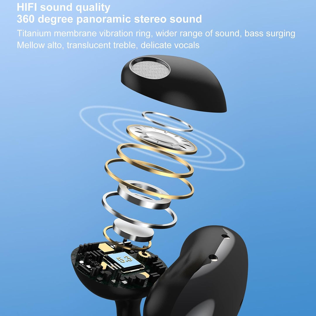 Open Ear Kopfhörer Bluetooth 5.3 ENC Clip On Ohrhörer für Sport | Kabellose Ear Clip Ohrhörer mit 55