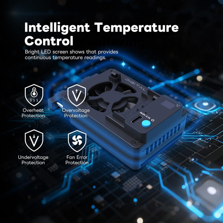 ICEMAN-E6 Kamera Lüfter für Canon R5/R6/90D/SX70, TEC Halbleiter Kamera Cooling Fan mit LED-Anzeige,