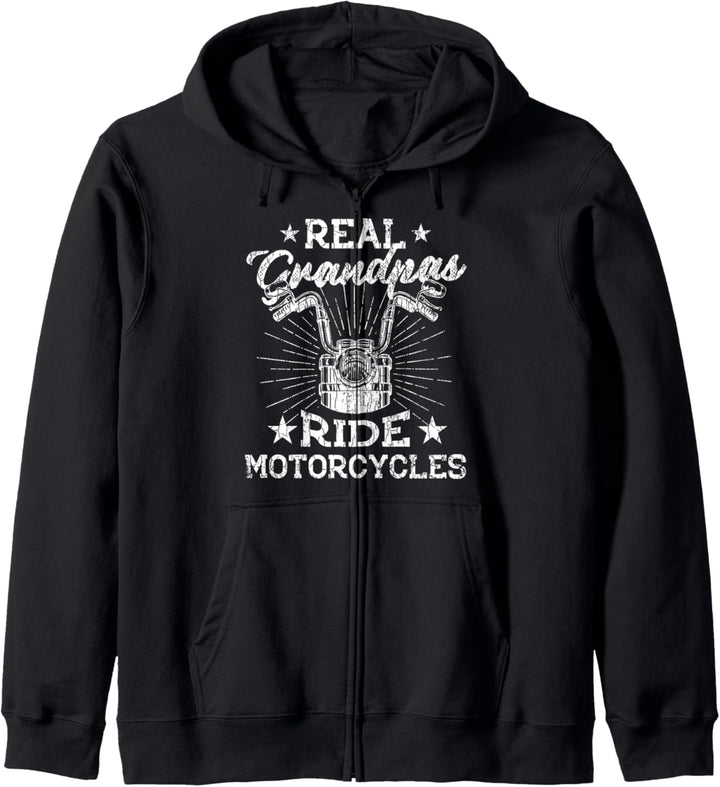 Lustige Motorradfahrer-Grafik mit Aufschrift "Real Grandpas Ride Motorcycle" Kapuzenjacke