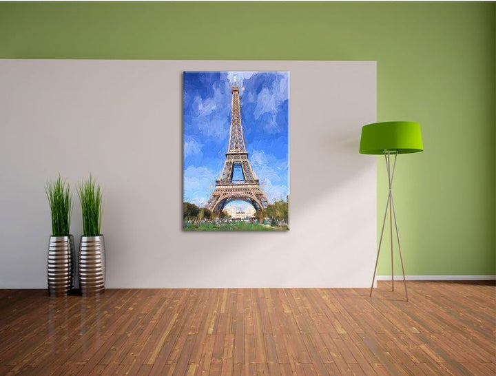 Eifelturm in Paris Pinsel Effekt, Format: 100x70 auf Leinwand, 100x70