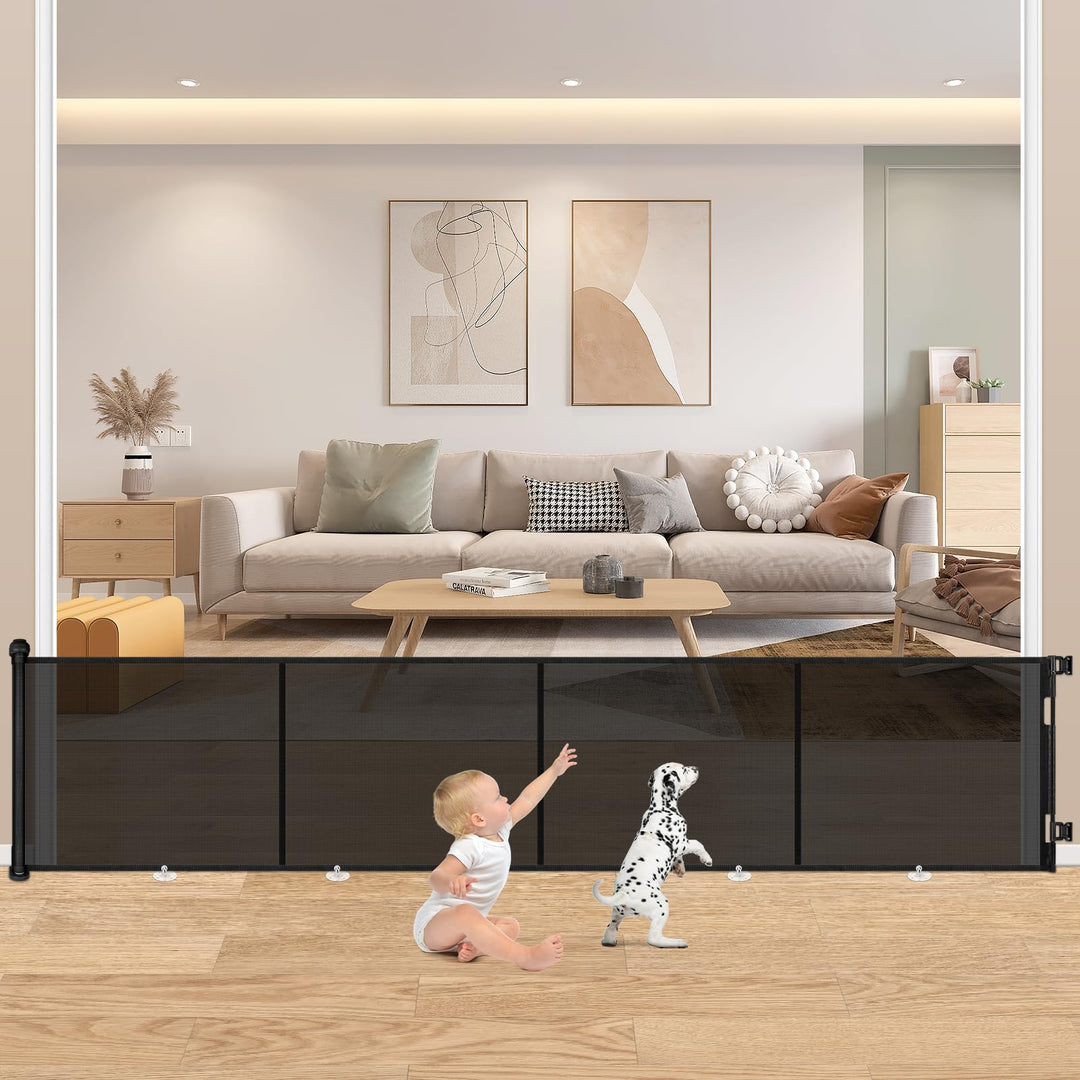 86x500cm Extra breites Türschutzgitter Ausziehbar, MYPIN Sicherheitstor Hundetor für Indoor-Wohnzimm