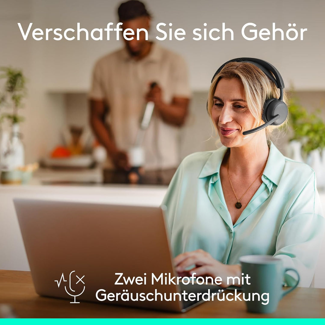 Logitech Zone Wireless 2 ES – kabelloses Headset mit Geräuschunterdrückung, adaptiver Hybrid-ANC, Bl