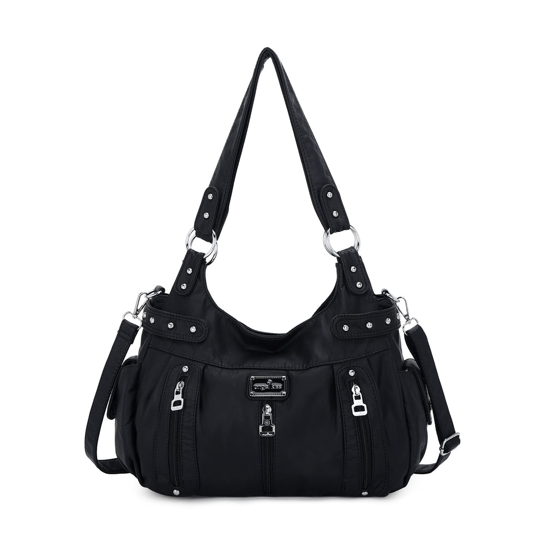 Angelkiss Large Purses and Handbags for Women Washed Faux Leather Crossbody Hobo Satchel Shoulder Ha