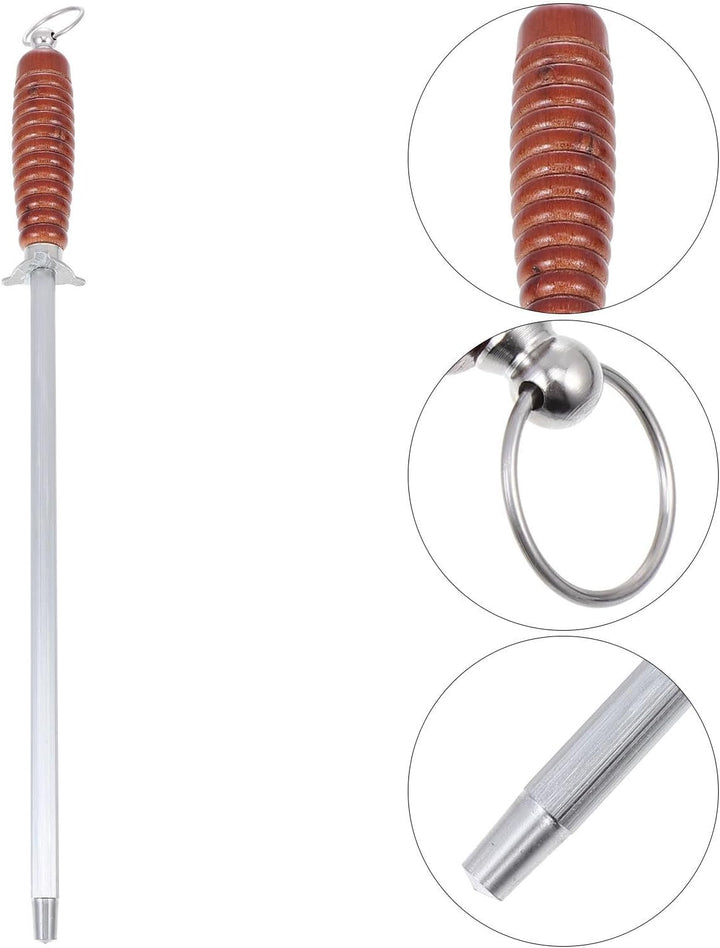 BESTOYARD Professioneller Wetzstahl für Messer aus Kohlenstoffstahl mit Holzgriff Präzises Schleifen