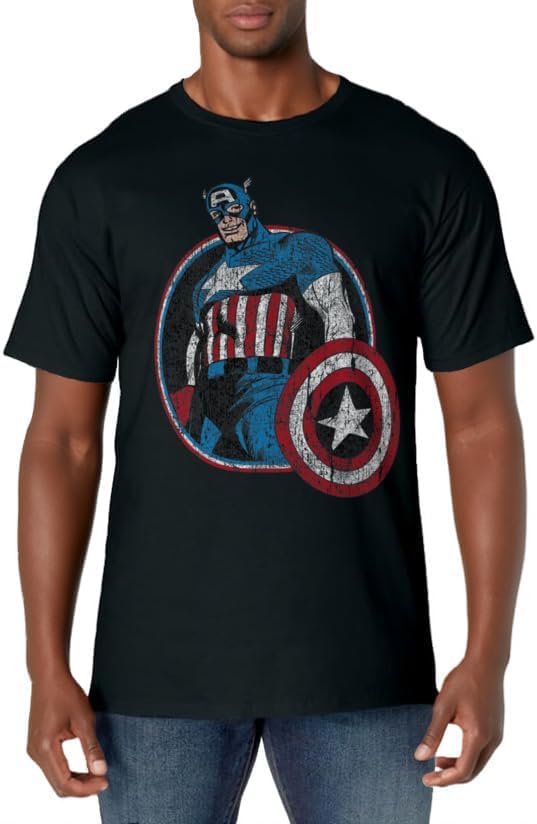 Mens Marvel Captain America Avengers Hero Graphic T-Shirt Small Cranberry