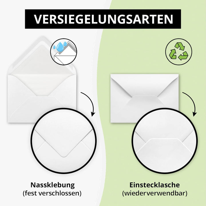 300 Briefumschläge Weiss - DIN C6 - gefüttert mit weissem Seidenpapier - 100 g/m² - 11,4 x 16,2 cm -