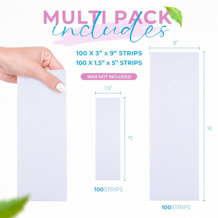 Non Woven Body and Facial Wax Strips Multi Size Pack 200