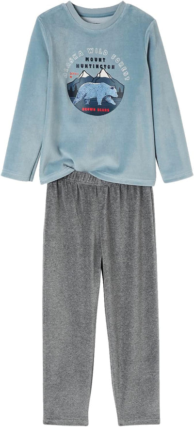Vertbaudet VERTBAUDET2er-Pack Jungen Samt-Schlafanzüge, Natur Oeko-Tex 110 Pack Blau/Grau, 110 Pack