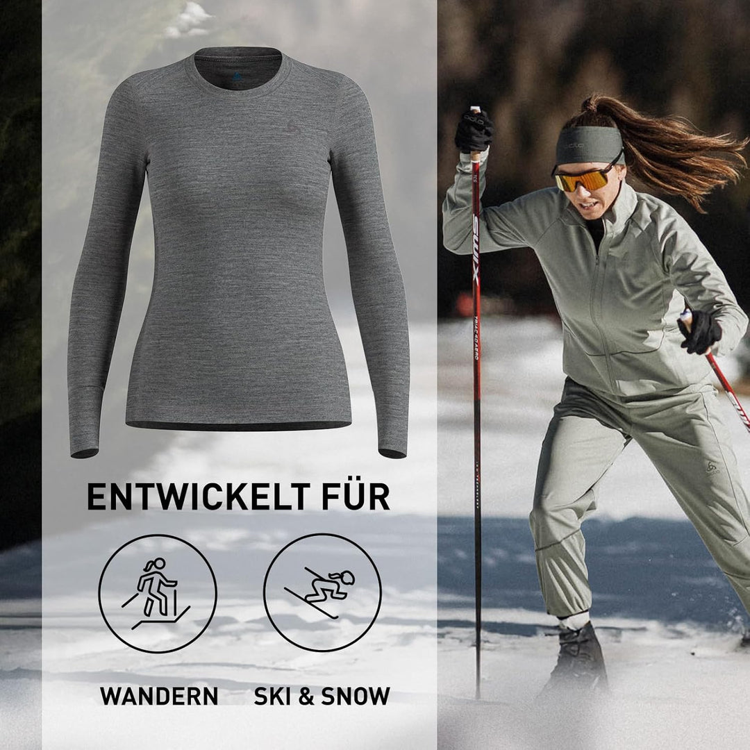 Odlo Natural Merino 200 Base Layer mit Odlo Steel Grey Melange XL, Odlo Steel Grey Melange XL