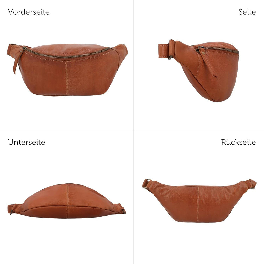 Gusti Leder Bauchtasche Cillian – Vintage Gürteltasche Leder Damen Herren vielseitige Hüfttasche Cro