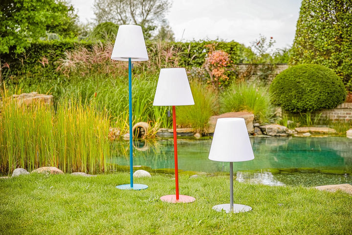 greemotion LED-Akku-Stehlampe Outdoor, 3fach höhenverstellbar, rot, dimmbar