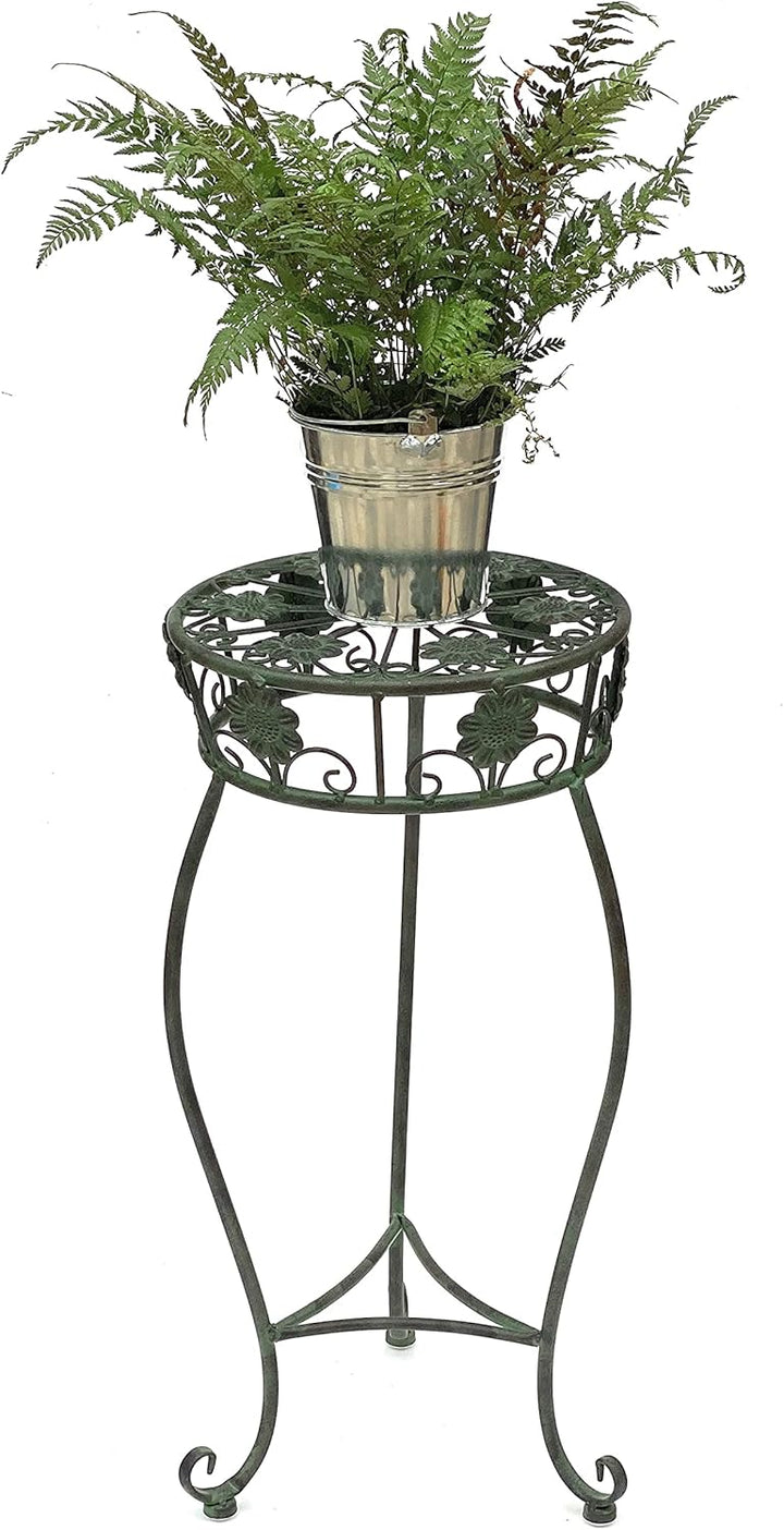 DanDiBo Blumenhocker Metall Grün Rund 60 cm Blumenständer 96008 M Blumensäule Antik Pflanzenständer